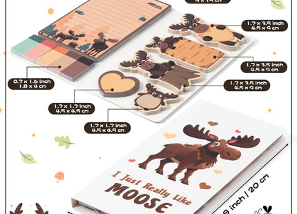 B1ykin Sticky Notes Set - 550 Sheets Memo Writing Pa9d Heart Moose Design
