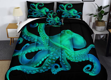 Bedbay Ocean Octopus Comforter Set Queen Size Ocean Animal Comforter Set for Kids Teens Sea Marine Themed Octopus Bedding Tentacles Pattern Queen Bedding Set