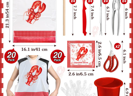 Ferrochef 61 Pcs Seafood Tools Set Plastic Crawfish Tablecloth Lobster Bibs