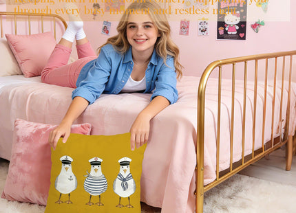 JLLBF Yellow Nautical Seagull Pillow Cover 18x18 Double-Sided