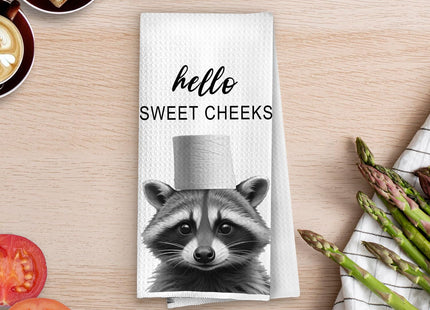 BlissfulAbon Raccoon Gifts Hand Towels - Funny Raccoon Gifts Decorative Waffle Weave Towels for Bathroom, Raccoon Bathroom Decor, 16×24 Inches