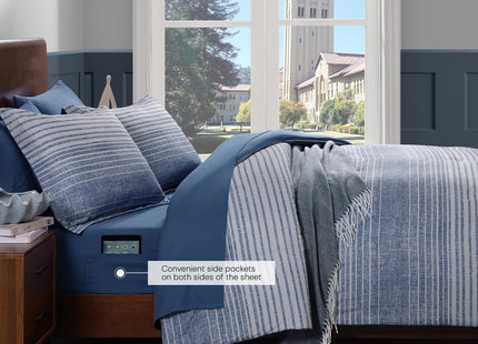 Queen Comforter Set Striped Ocean Blue Coastal 7 Pieces Bed in a Bag