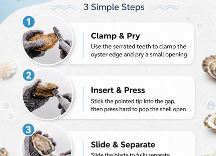 Oyster Shucking Knife Kit - Lever-Assisted Stainless Steel oyster shucker
