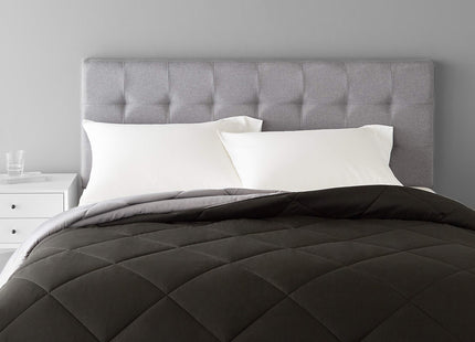 Amazon Basics Reversible Lightweight Microfiber All Season Comforter Blanket, King, Black/Grey