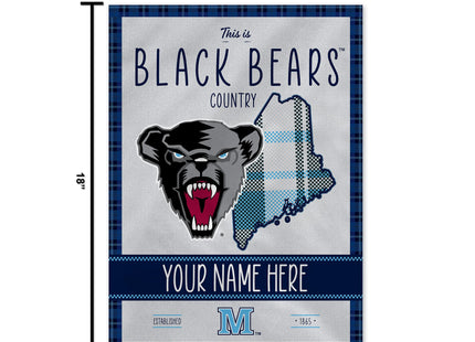 Rico Industries NCAA Maine Black Bears This is Bears Country - Plaid Design Personalized Garden Flag
