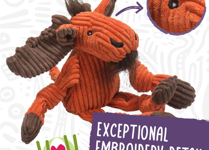 HuggleHounds Knottie Plush Dog Toy - Dog Stuffed Animal Toy, Puppy Toys, Squeaky Dog Toy for Small, Medium & Large Dogs, Durable Plush to Keep Them Busy - Morris Moose, Large