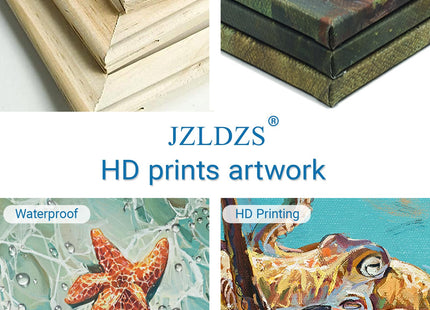 JZLDZS Large Ocean Life Blue Crab Wall Art, Teal, 24x32 Inch Framed