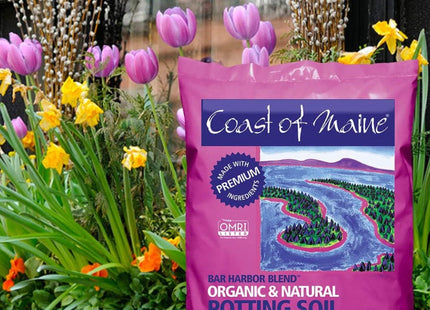 Coast of Maine Organic & Natural Bar Harbor Blend Potting Soil - Organic Soil w/Perlite for Enhanced Drainage & Aeration - for Flowers, Herbs & Veggies, Floral Baskets & Container Gardening (2CF)