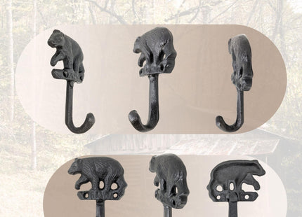 BestGiftEver Decorative Wall Coat Hooks Set of 2 with Black Bear