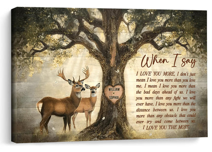 KiKiLuna Personalized Deer Couple Canvas Wall Art for Couple
