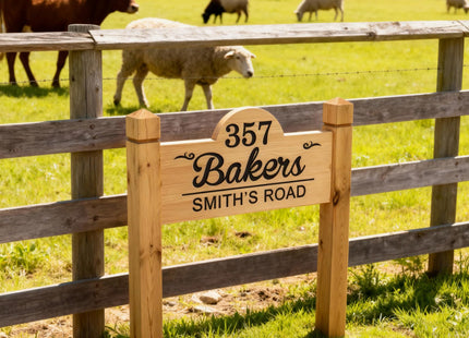 Personalized Outdoor Wood Decor Custom Family Name Wood Cabin Sign with Posts Engraved Wooden Address Sign Outdoor Camping Signs Housewarming Gift