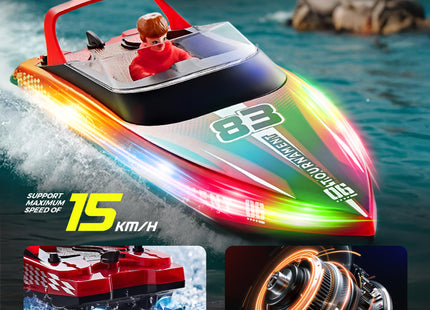 BEZGAR HJ821 2 Packs 10 Inch 15 KPH Fast RC Boats for Kids