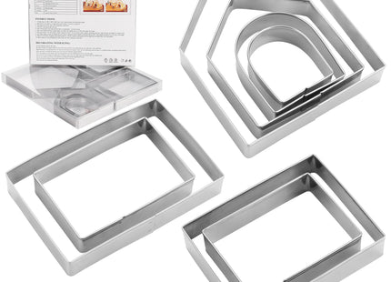 MrCookie Large Gingerbread House Cookie Cutters,8pc Sturdy Stainless Steel.