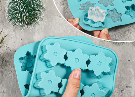 Kamehame Snowflake Ice Cube Mold, 2 Pcs Christmas Snowflake Silicone Mold, 12 Grids Snow Ice Cube Trays, Chocolate Dessert Baking Molds, Blue