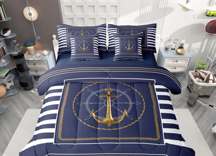 Feelyou Anchor Comforter Set Queen Size for Boys Girls Teens 7 Pieces Ocean