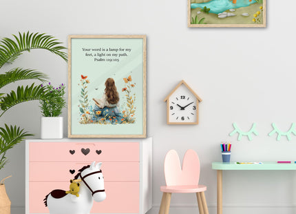 KensTro 12x16 Oak Framed Psalm 42:1 Deer Christian Wall Art