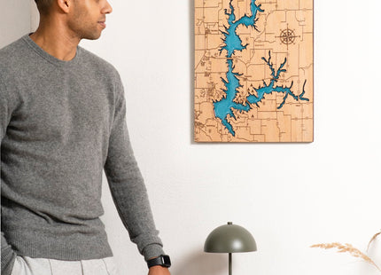 MurWoodHome Personalized Wooden Lake Map Wall Decor with Epoxy Resin, Handcrafted Lake House Decor, River or Coastline, Lake House Gifts, Housewarming Gifts for Map Lovers, Wood wall art, Nautical map wall decor