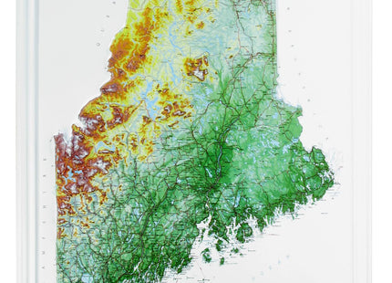 3D Maine Raised Relief Map | Topographic Wall Map, Feel the Terrain | 22.5" x 32.5" | USGS Topographic Data | Vacuum-Formed | Hubbard Scientific