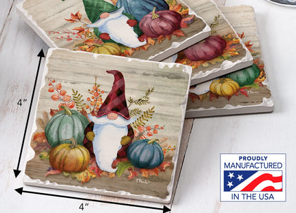 Thirstystone Autumn Gnomes 4 Pack Assorted Tumbled Tile Stone Coasters