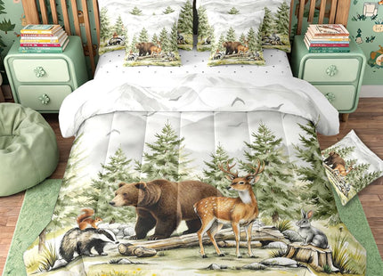 Feelyou Woodland Forest Comforter Set Twin for Kids Boys Girls Bedding Set