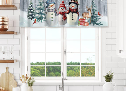 DZGlobal Snowman Valances for Windows - Winter Cafe Curtains Moose Birds Trees Half Curtains for Bathroom Basement Bedroom