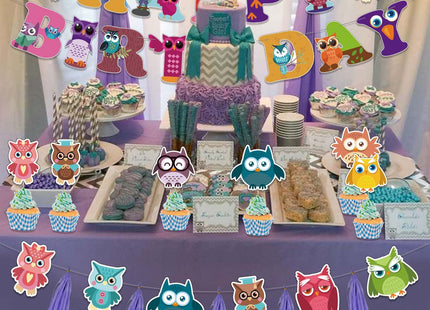 Chilfamy Owl Birthday Decorations, Cute Owl Theme Party Supplies