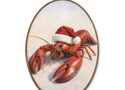 LKETW Christmas Beach Lobster Oval Wall Art Canvas Hanging Decor 8.6x11.4
