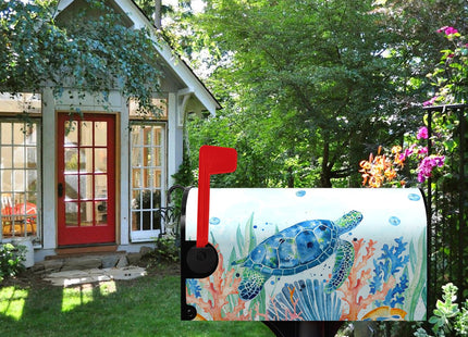 Dacawin Sea Turtle Magnetic Mailbox Covers Summer Beach Mailbox Cover Standard Size 21 x 18 Inch Ocean Coral Nautical Post Letter Box Wraps Decor for Garden Outdoor