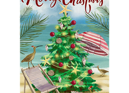 Covido Merry Christmas Pine Tree Decorative House Flag, Xmas Coastal Bird