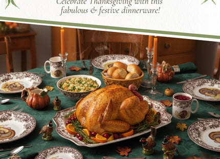 Spode Woodland Rectangular Platter - Turkey Brown/White