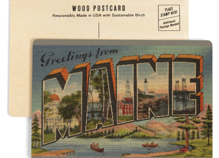 Greetings from Maine (Summer) (4x6 Birch Wood Postcards, 2-Pack Stationary, Rustic Home Wall Decor)