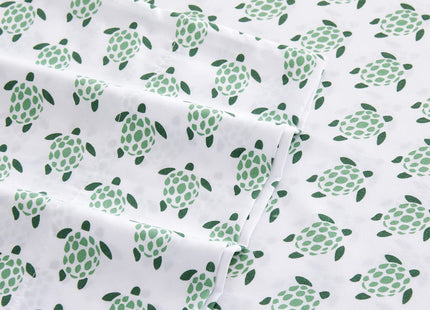 Vonty Kids Full Sea Turtle Printed Microfiber Sheet Set, 4-Piece