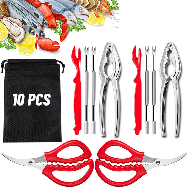 10 Pcs Seafood Tools Set, Crab Lobster Crackers