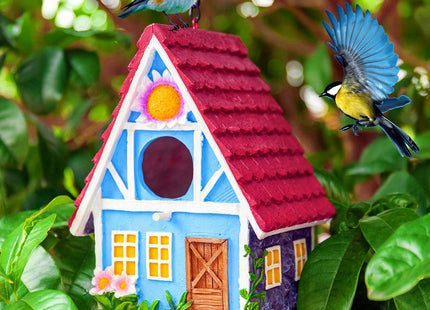 Garden Bird House for Outside Clearance Hanging Outdoors Country Cute Birdhouses for Wren Finchs Chickadee Hummingbird Tree Swallow Cage Kids Nature Lover Bluebird House(Red)