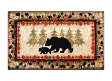 Masada Masada Rugs 2'x3' Cabin/Lodge Theme Area Rug with Bear and Cub Scene