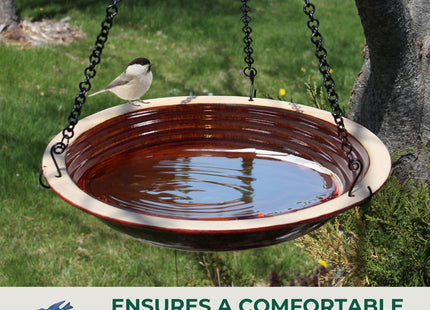 BYER OF MAINE Circles Hanging Bird Bath, 14”x14”x34” adj, Porcelain