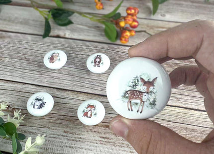 Lasyman 6PCS 1.5" Nursery Safari Animals Ceramics Drawer Handle Pulls Cute Decor Dresser Knobs Children's Cabinet Knob (Bear)