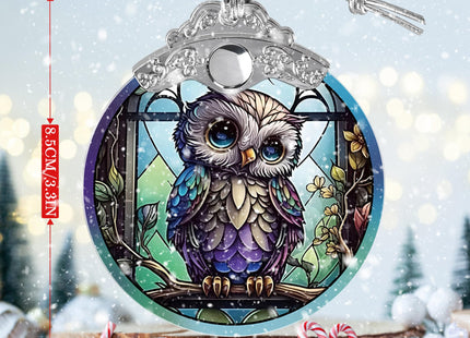Jocidea Owl Stained Glass Suncatcher and Christmas Ornament - Holidays Decor for Owl Lovers