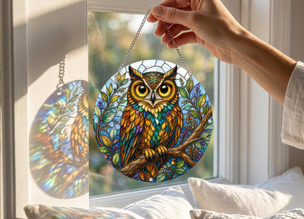 Acrylic Puzzle Suncatcher, Owl Stained Glass Window Hanging, Owl Gifts