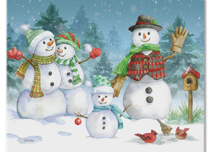 CounterArt Snowman Family 3mm Tempered Glass Cutting Board 12" x 15"