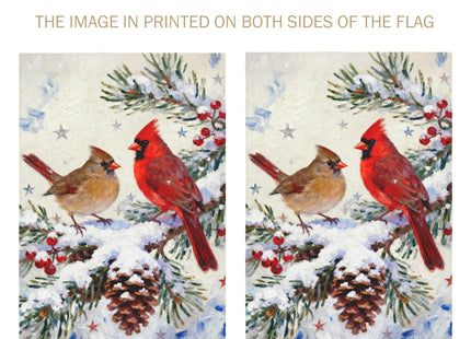 Winter Cardinal House Flag 28x40 Inch Pinecone Twigs Holly Berry Christmas Holiday Decorative Garden Flags for Outside Double Sided Seasonal Outdoor Home Farmhouse Decoration Porch Yard January Decor