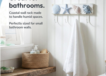 Tide and Tales Seashell Towel Rack, Beach Decor for Bathroom, Coastal Theme
