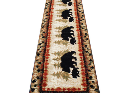 Masada Rugs, Cabin Lodge Area Rug Bear and Cub Scene (2 Feet X 7 Feet 3 Inch) Runner