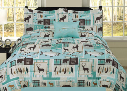 HowPlum Fishing by The Lakehouse Queen Comforter Set
