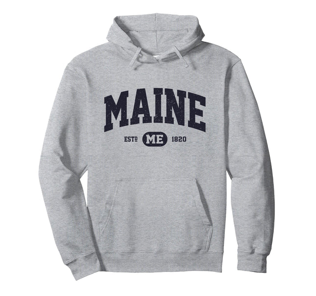 Navy Retro Vintage Maine Pullover Hoodie