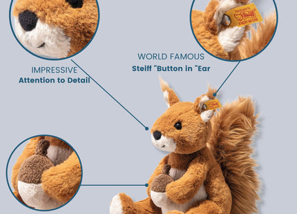 Steiff Phil Plush Squirrel, Premium Stuffed Animal Squirrel for Kids (Brown, 8")