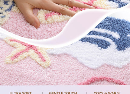 TRUEDAYS Beach Bathroom Rugs, Cute Coastal Bath Mat, 30x20 Inch, Pink