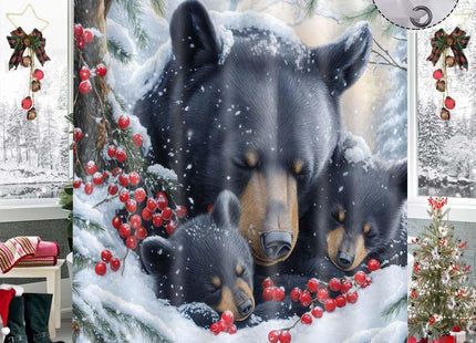 Wathon Winter Black Bear Shower Curtain 70X70IN