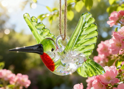 Hanging Glass Hummingbird Ornaments Crystal Humming Bird Figurines
