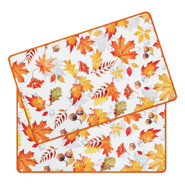 SHACOS 2 Pack 12x19 Inch Fall Dish Drying Mat, Maple & Nuts